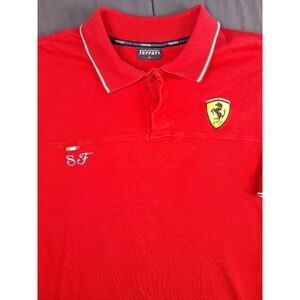 Vintage Red Ferrari Polo Shirt Short Sleeve Mens Preppy Racing Classic Golf